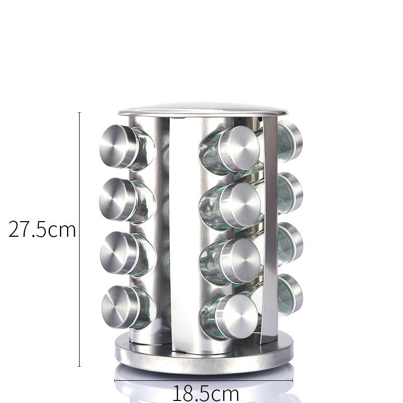 Kitchen articles rotating seasoning rack domestic rotating seasoning tank stainless iron spices seasoning box set